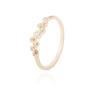 Anillo de Plata Esterlina Circulos brillantes Revestido en Oro 18kt