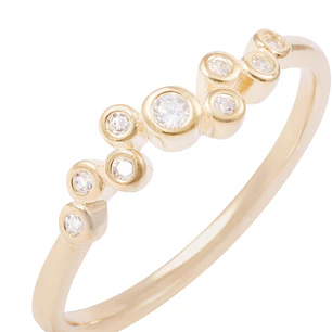 Anillo de Plata Esterlina Circulos brillantes Revestido en Oro 18kt