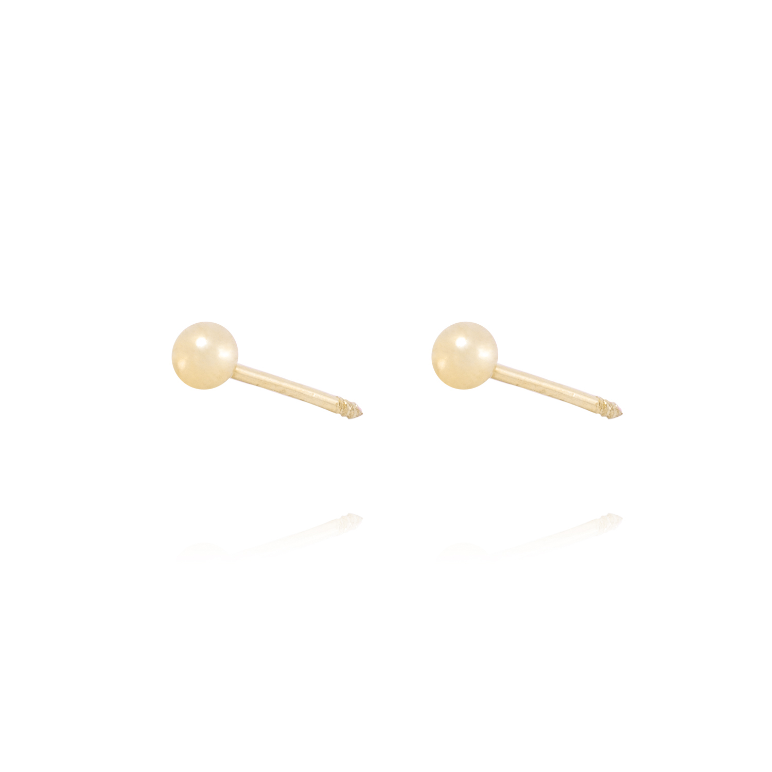 Aros de Oro 14KT Bolita Solida 3mm 2