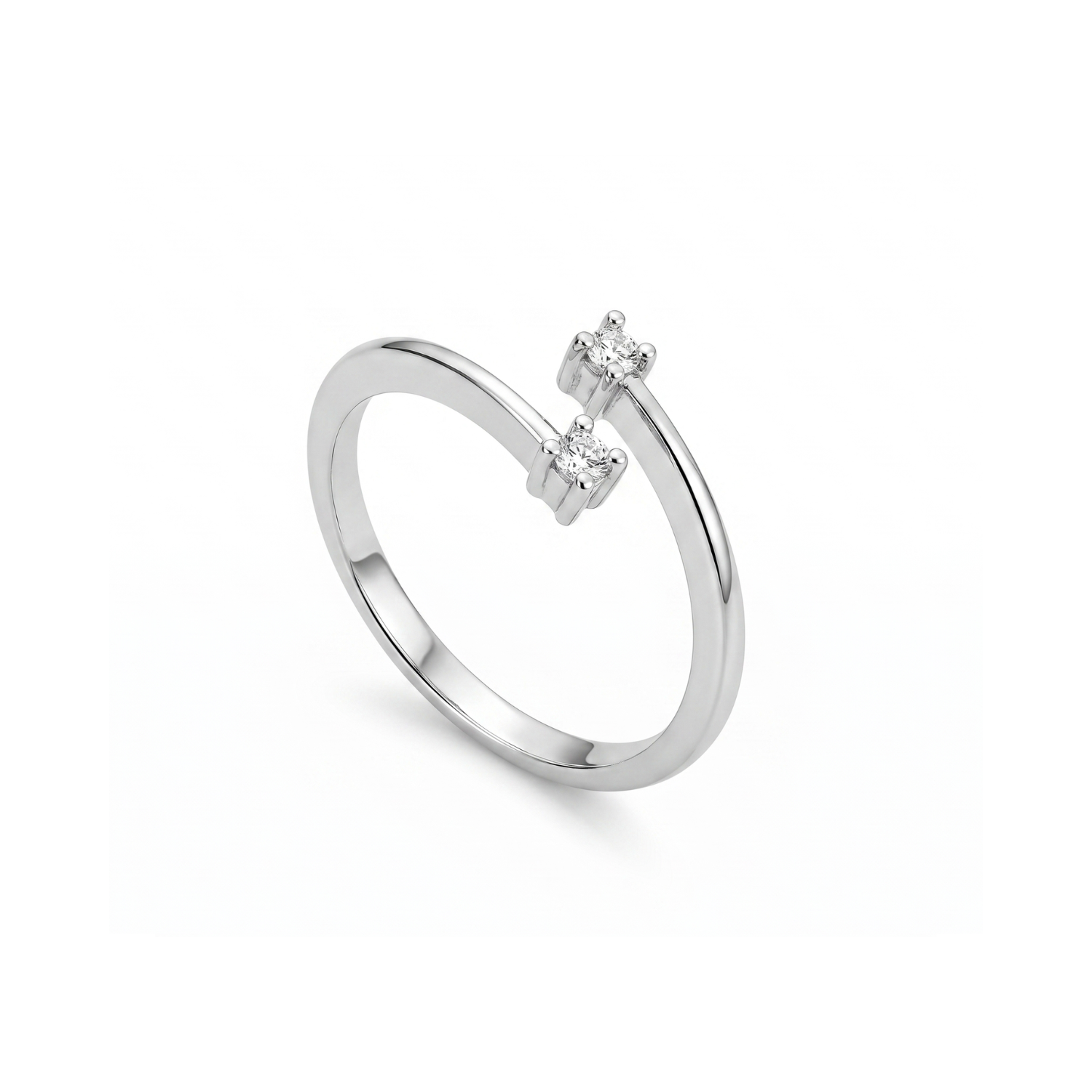 Anillo Oro Blanco 18kt Diamantes 10 Pts Cruzado 2