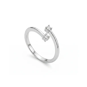 Anillo Oro Blanco 18kt Diamantes 10 Pts Cruzado