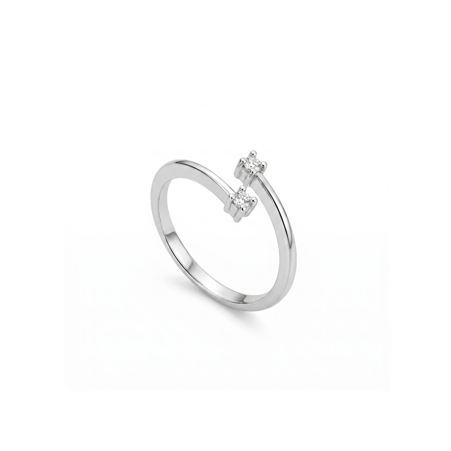 Anillo Oro Blanco 18kt Diamantes 10 Pts Cruzado 3