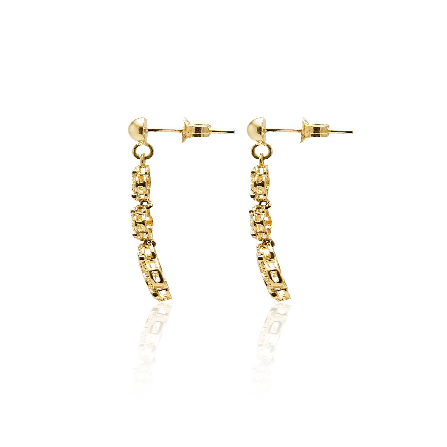 Aros de Oro 18kt Tres Flor Bitono 2
