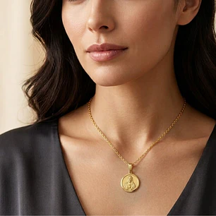 Colgante de Oro Miel 18kt Sagrado Corazón 18mm