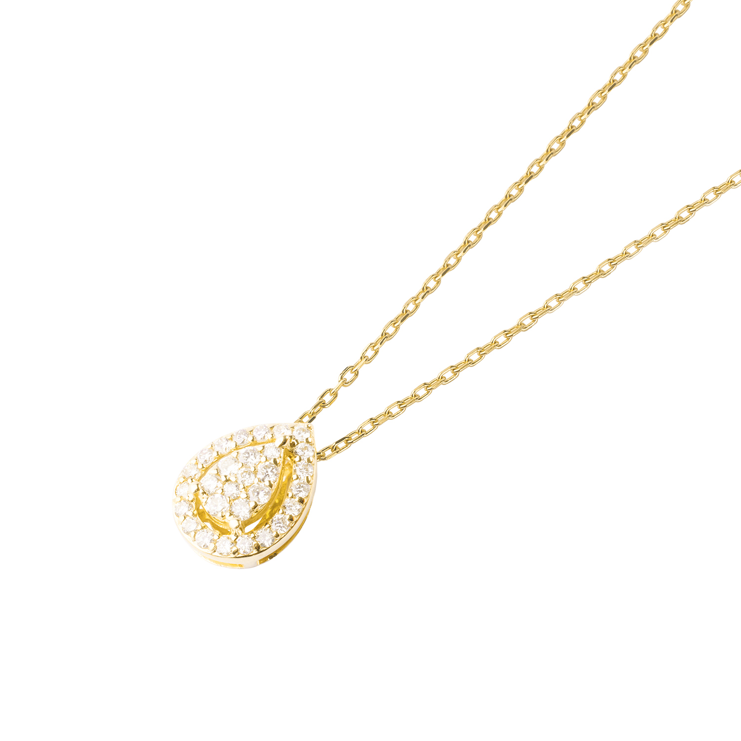 Collar Oro Amarillo 18kt Gota  de Diamantes 26 Pts 1