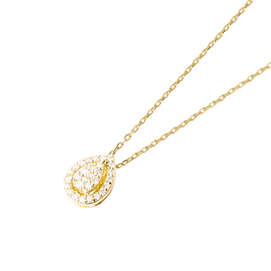 Collar Oro Amarillo 18kt Gota  de Diamantes 26 Pts