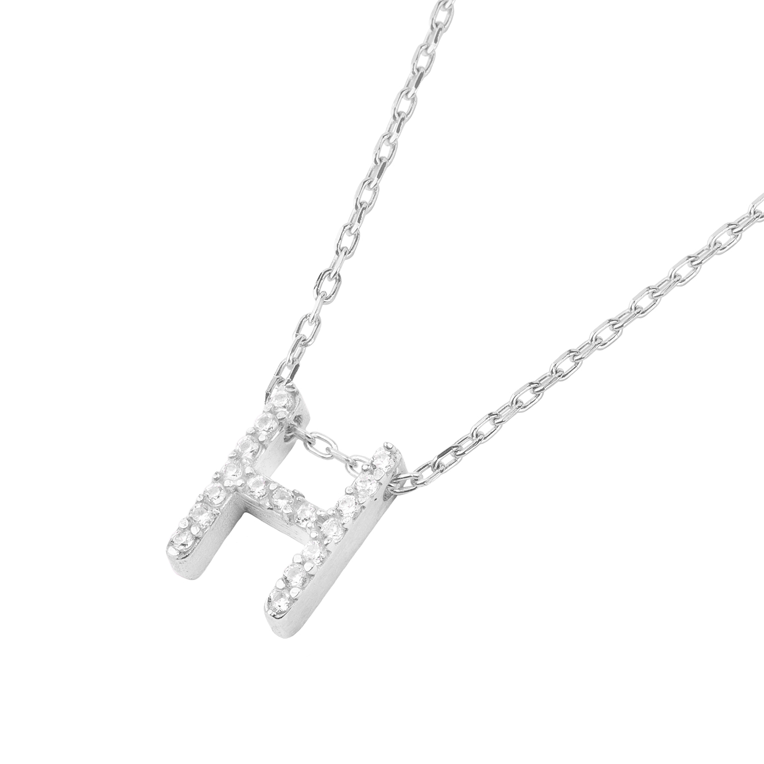 Collar de Plata Esterlina 925 Letra H Circon 1