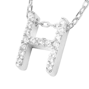 Collar de Plata Esterlina 925 Letra H Circon