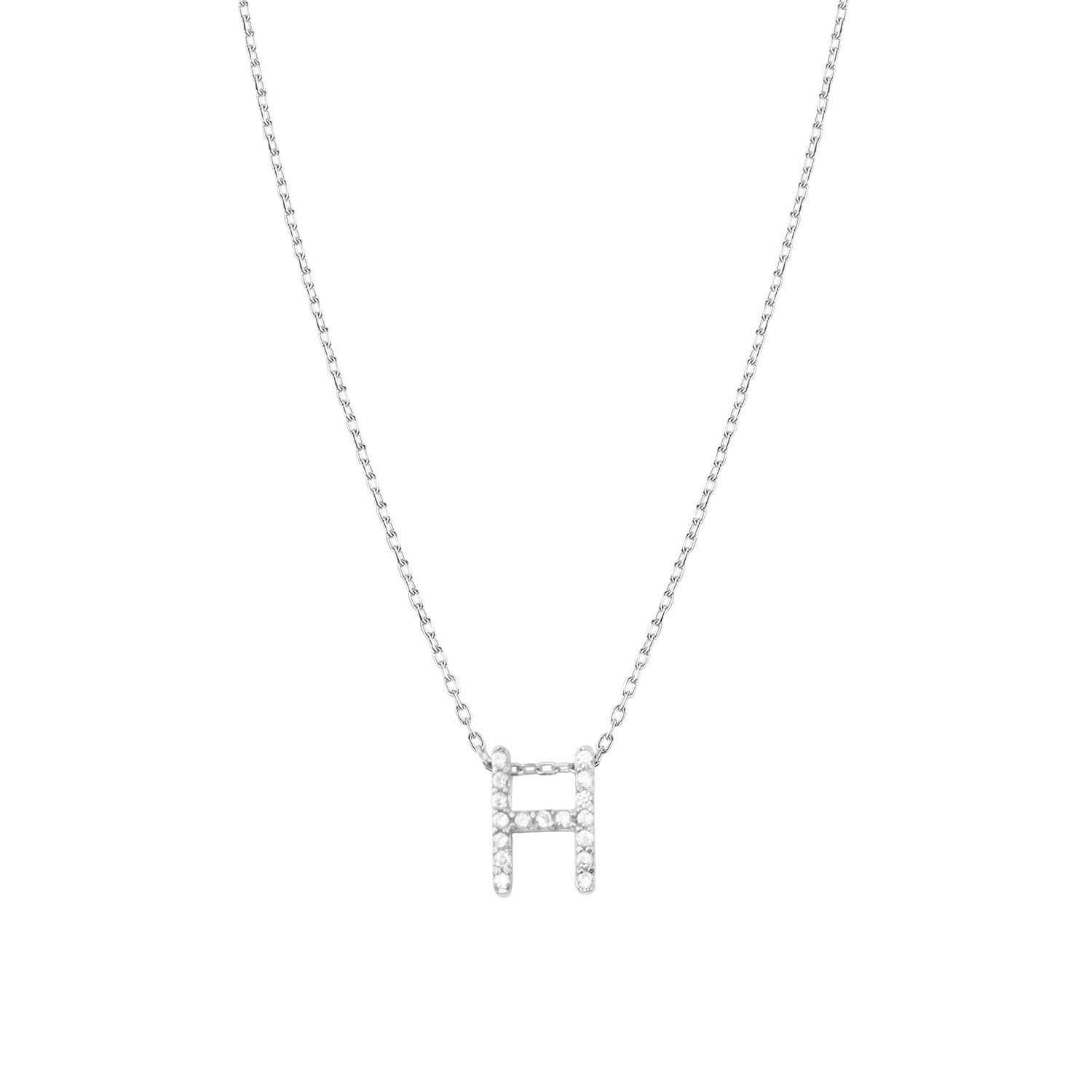 Collar de Plata Esterlina 925 Letra H Circon 3
