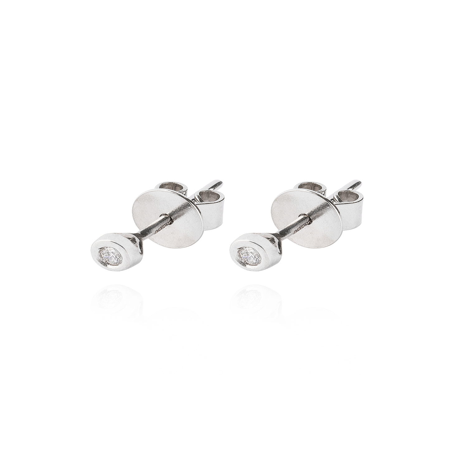 Aros Oro Blanco 18kt Diamantes Punto de Luz  4pts total SI/H 1
