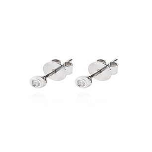 Aros Oro Blanco 18kt Diamantes Punto de Luz  4pts total SI/H