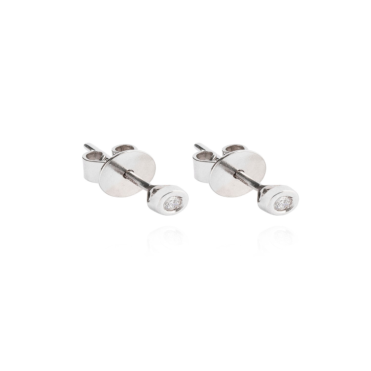 Aros Oro Blanco 18kt Diamantes Punto de Luz  4pts total SI/H 3