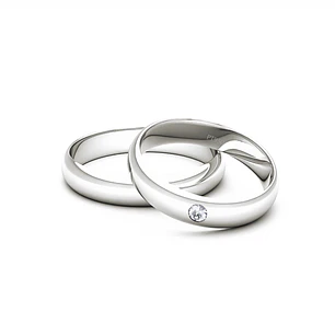 Par Argollas Matrimonio de Platino Venecia 3,5mm Diamante 3Pts