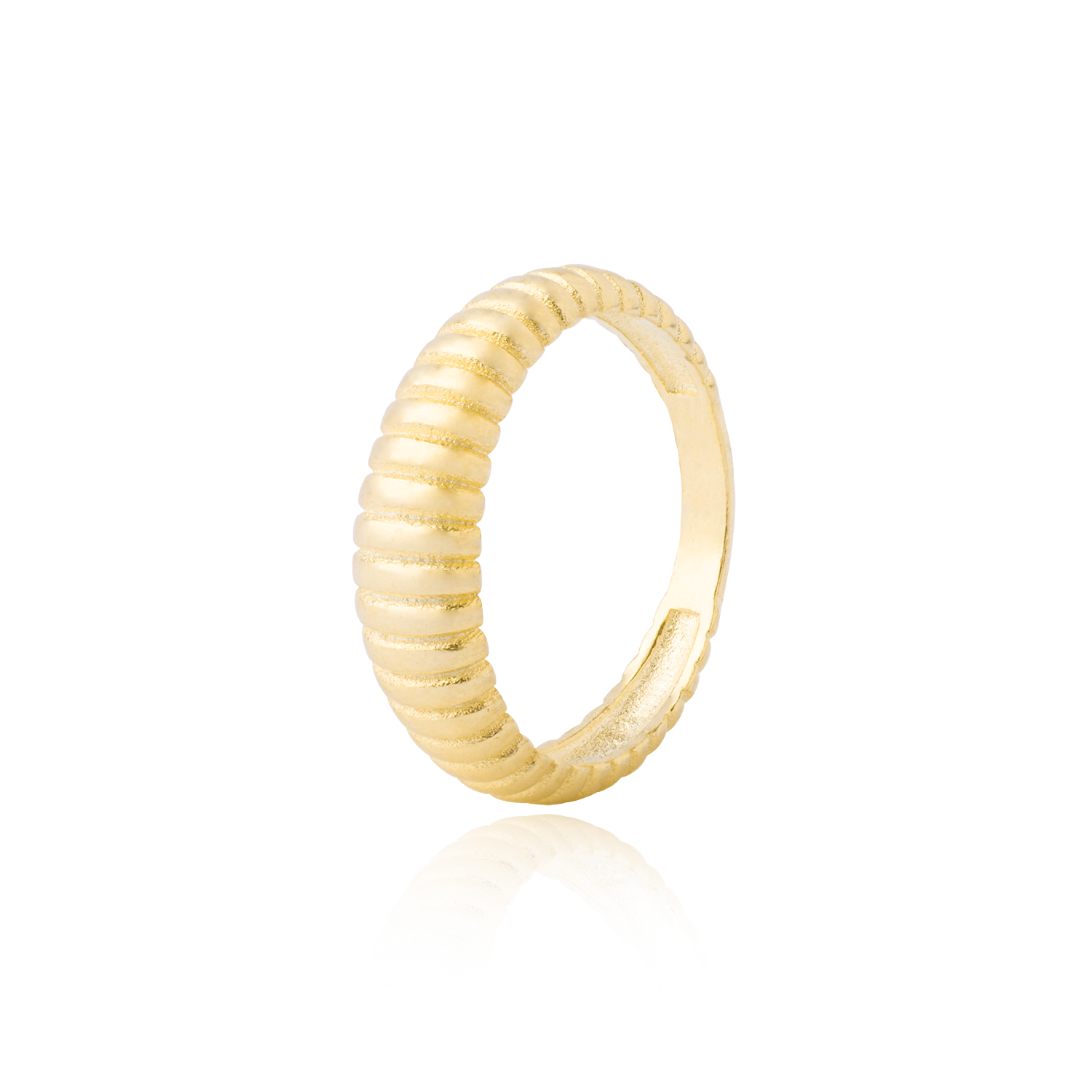 Anillo de Plata Esterlina 925 Relieve Revestido en Oro 18kt 3