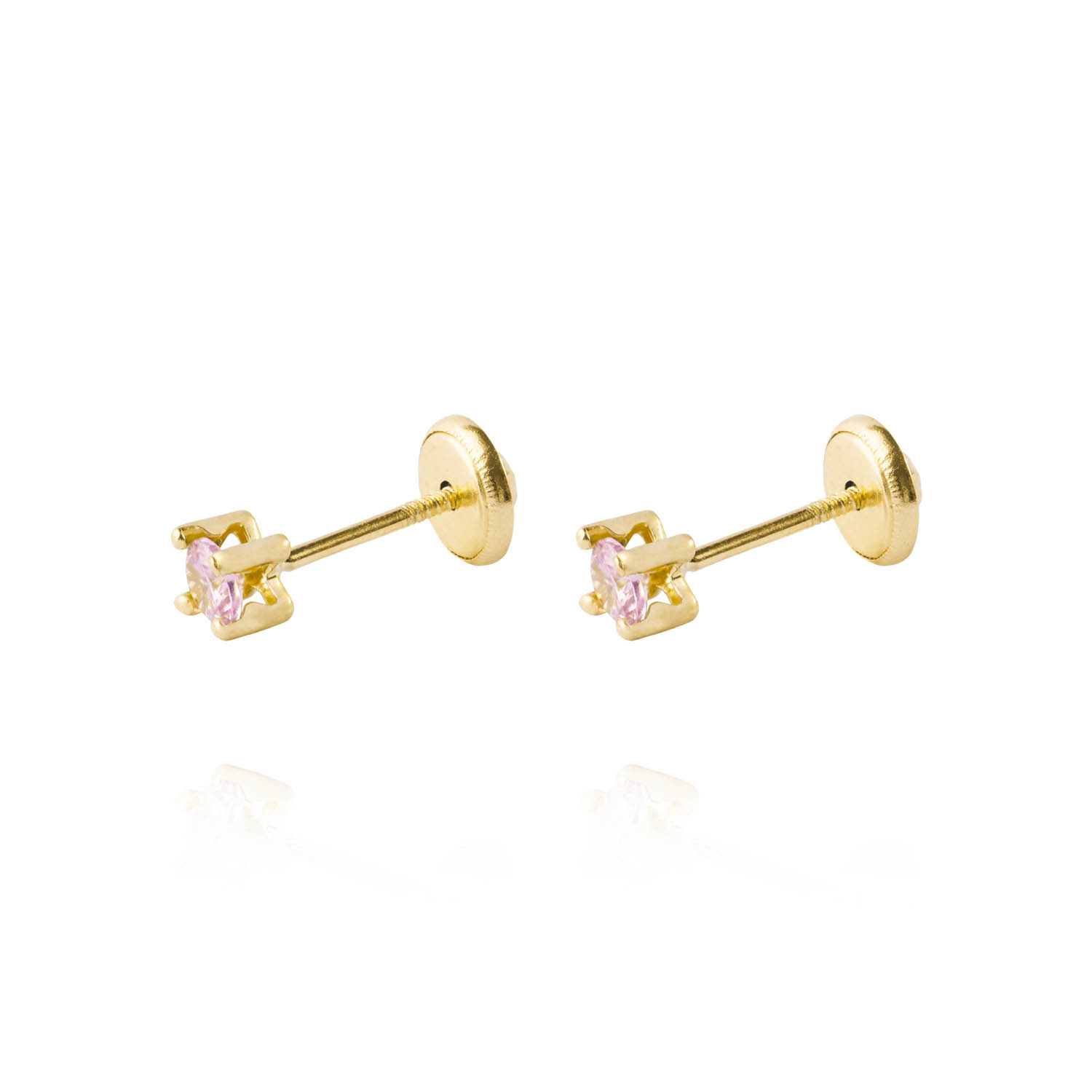 Aros de Oro 18kt Piedra Rosa de Francia de 3mm 1