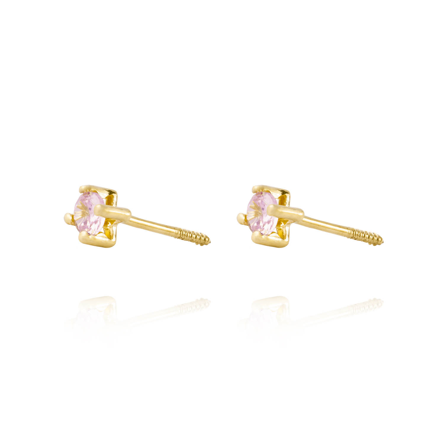 Aros de Oro 18kt Piedra Rosa de Francia de 3mm 2