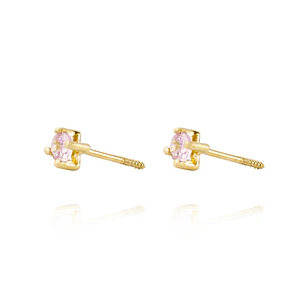 Aros de Oro 18kt Piedra Rosa de Francia de 3mm