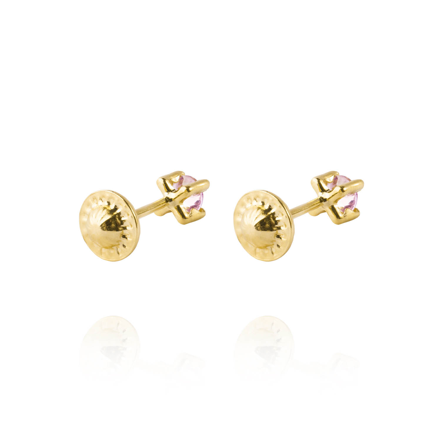 Aros de Oro 18kt Piedra Rosa de Francia de 3mm 3