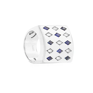 Anillo Platino 950 Modelo Prinsa 7 Diamantes 2pts 8 Zafiros 2 pts