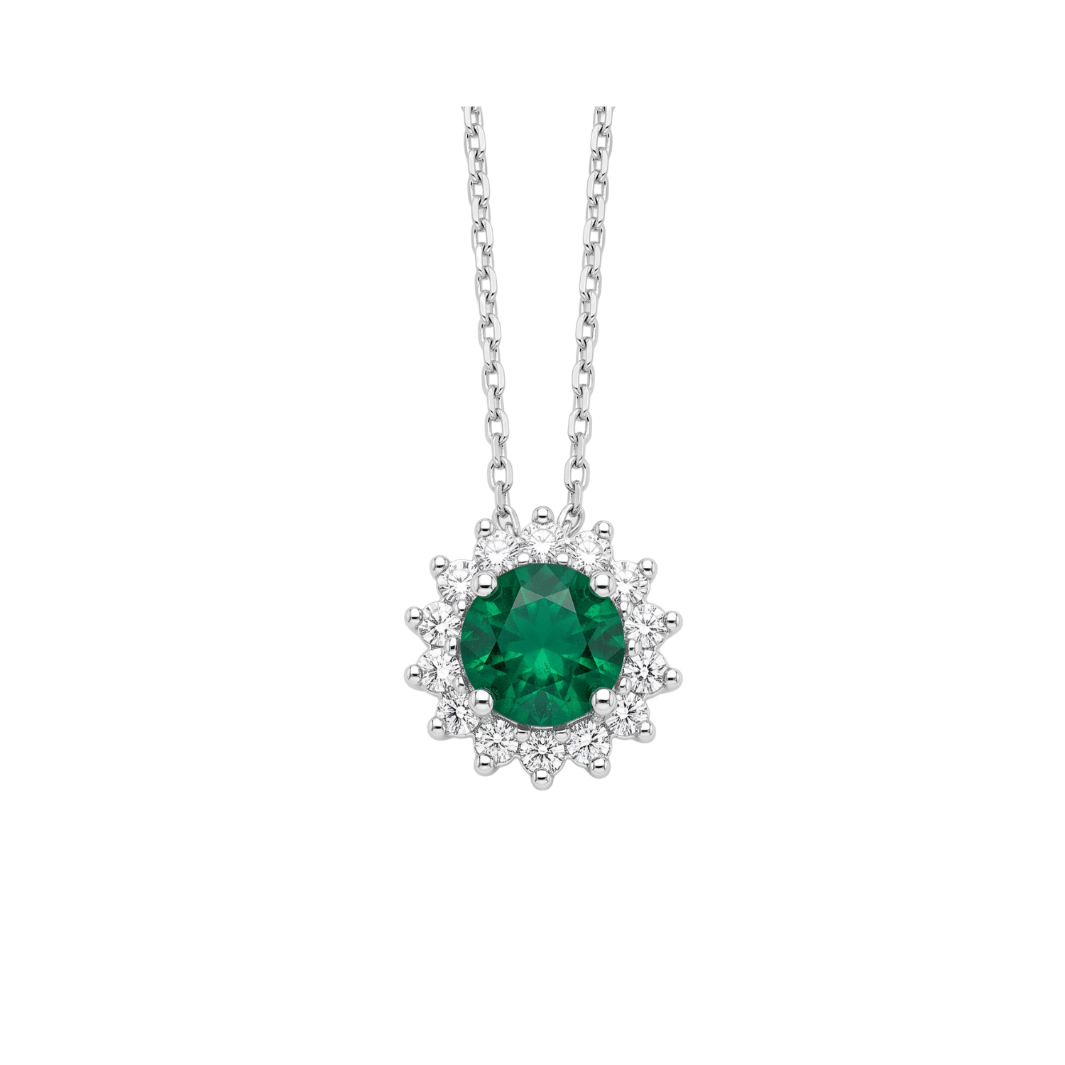 Collar Plata Esterlina 925 Girasol Esmeralda Circón 1