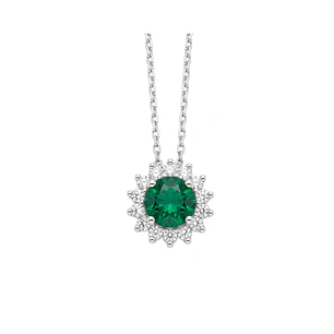Collar Plata Esterlina 925 Girasol Esmeralda Circón