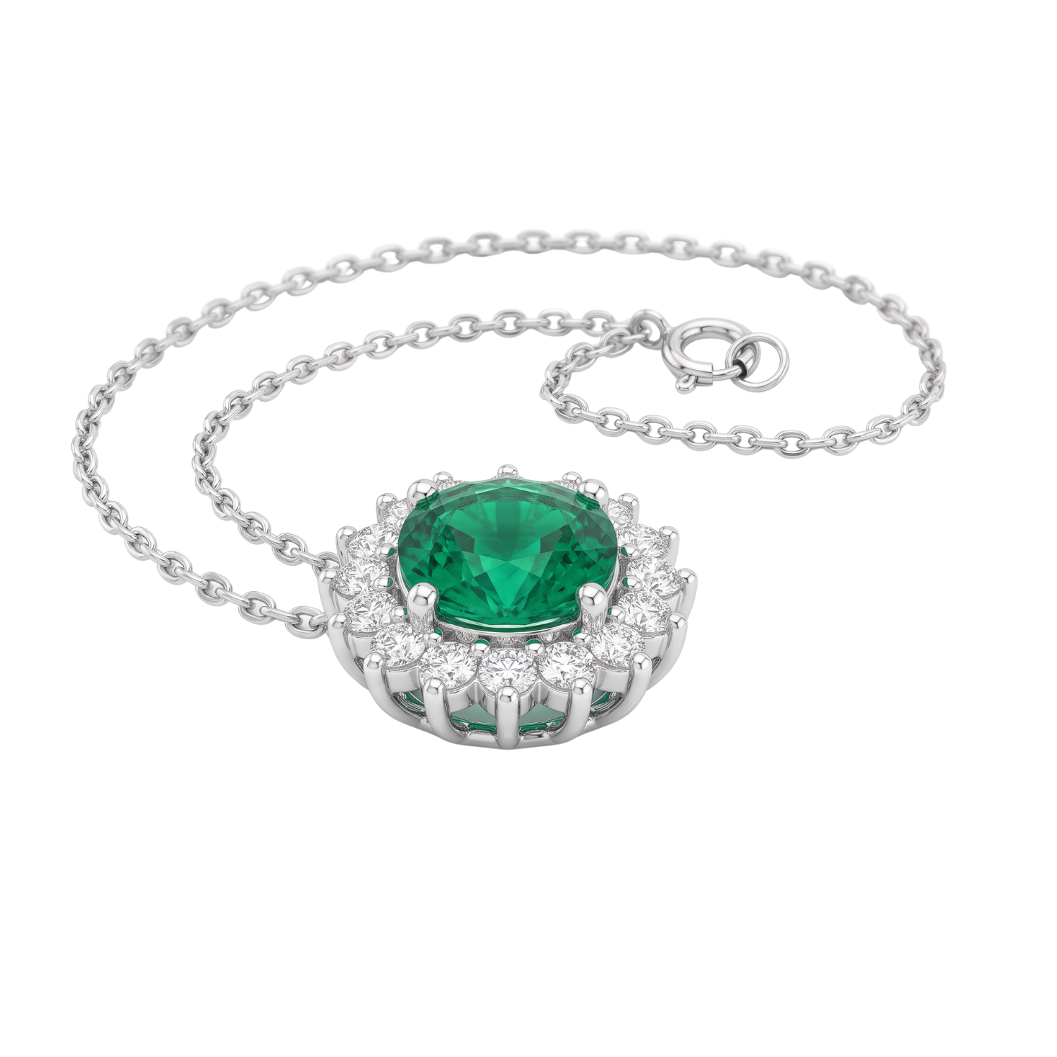 Collar Plata Esterlina 925 Girasol Esmeralda Circón 3