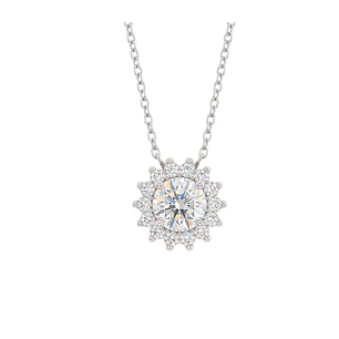 Collar Plata Esterlina 925 Sol Botón Circón Plateado