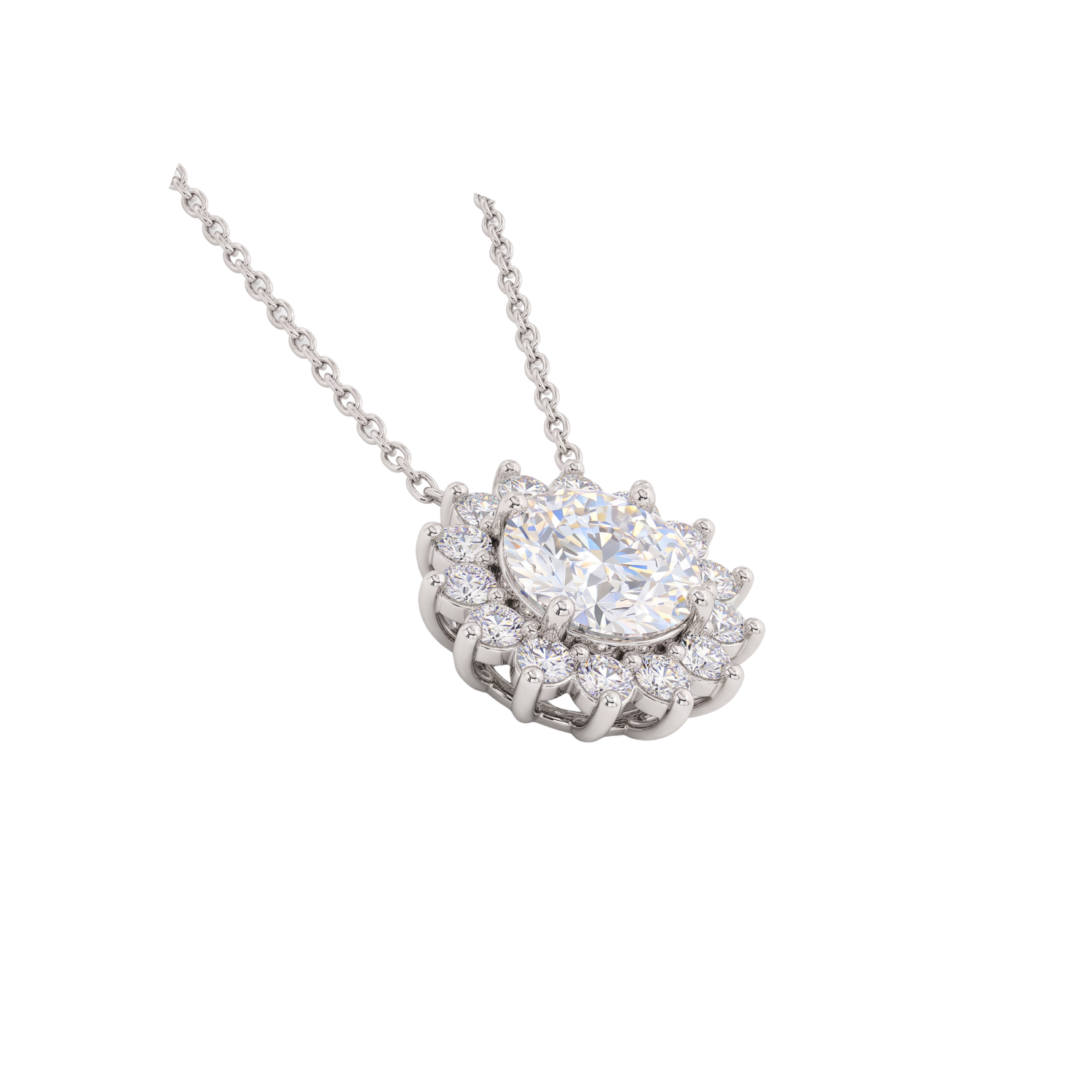 Collar Plata Esterlina 925 Sol Botón Circón Plateado 2