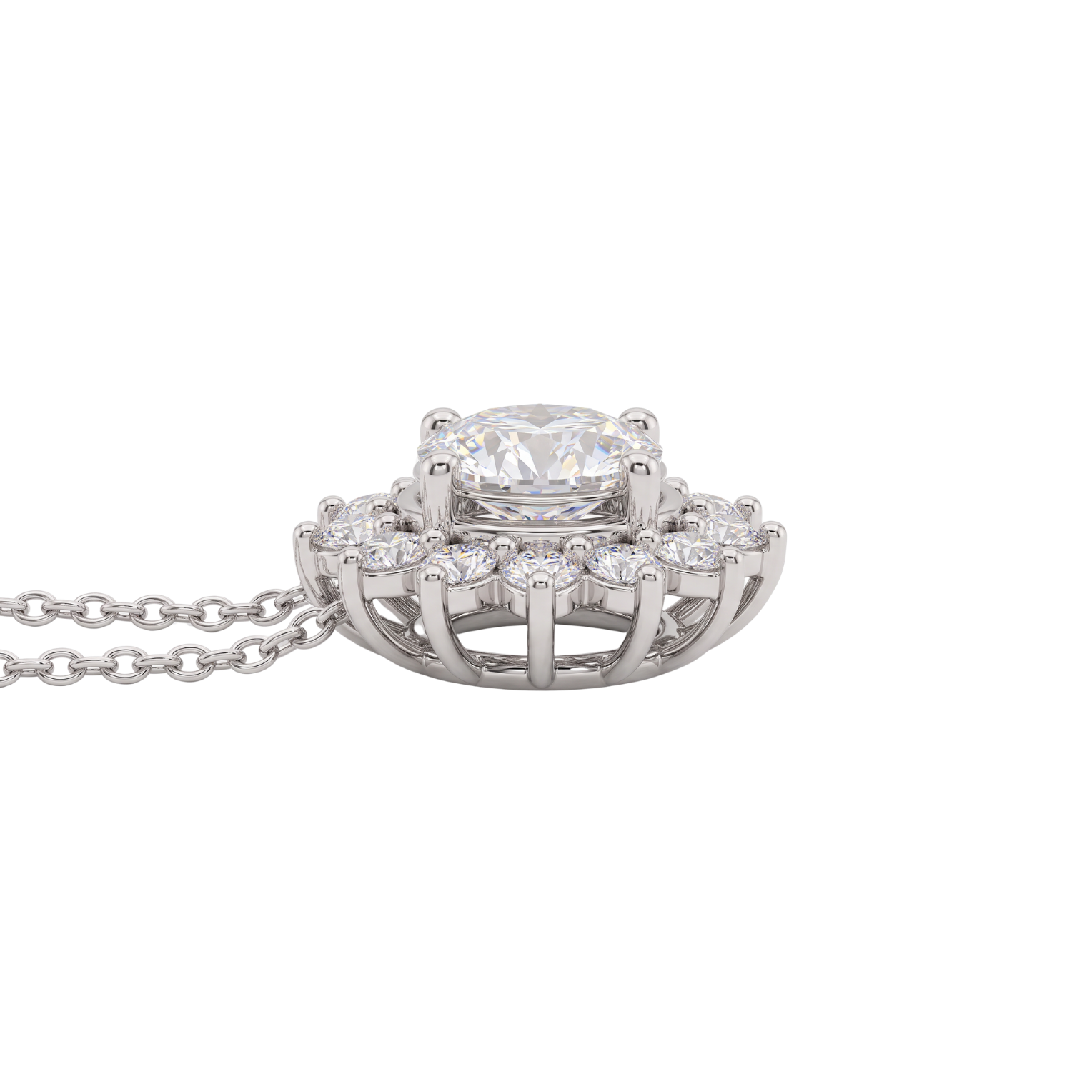 Collar Plata Esterlina 925 Sol Botón Circón Plateado 3
