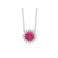 Collar Plata Esterlina 925 Sol Botón Rubí Circón