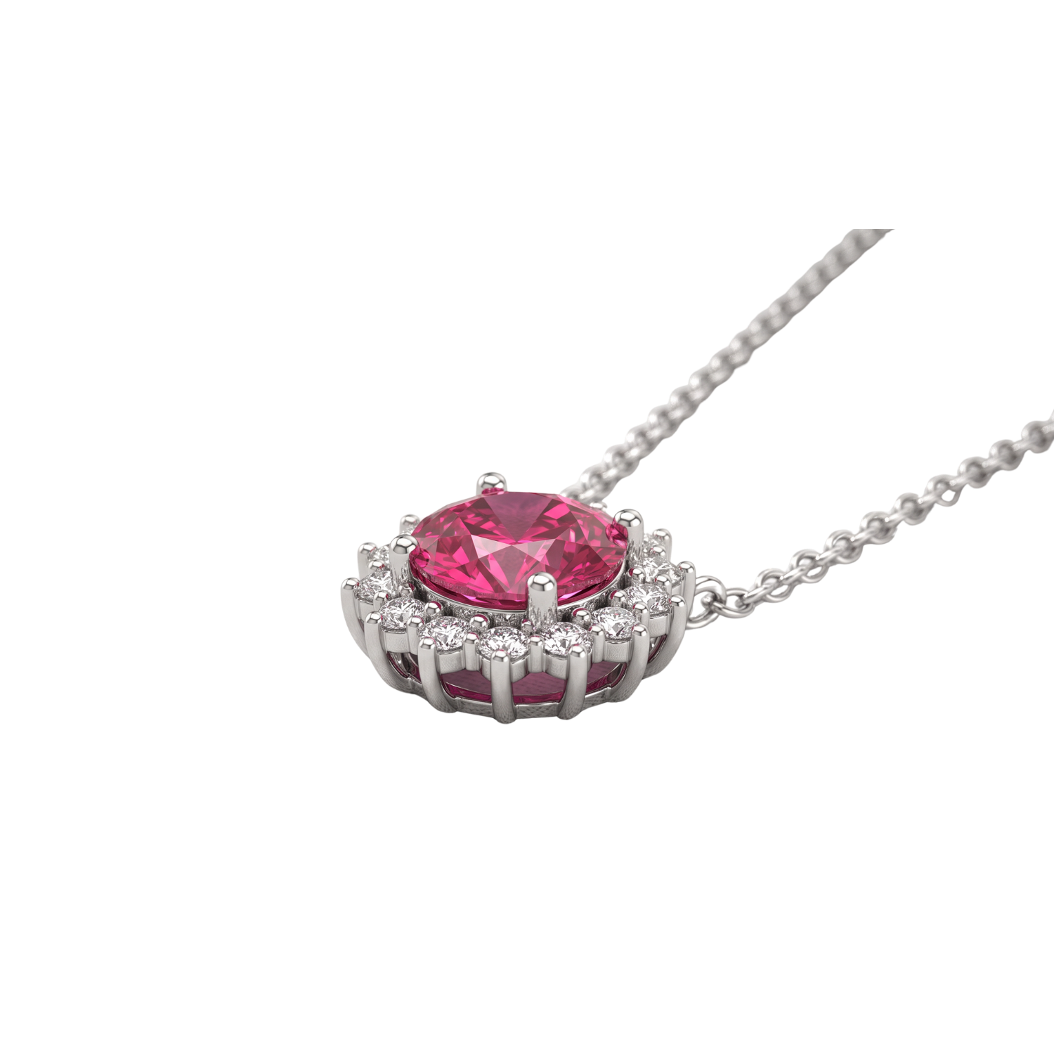Collar Plata Esterlina 925 Sol Botón Rubí Circón 2