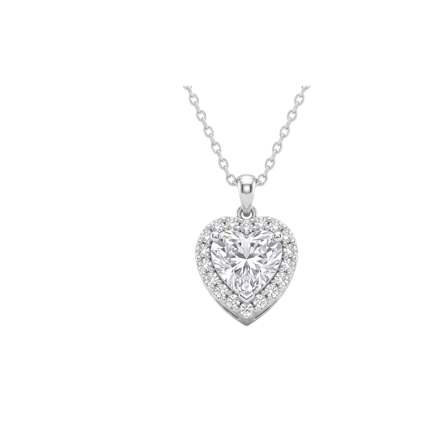 Collar Plata Esterlina 925 Corazón Boton Circón 1