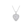 Collar Plata Esterlina 925 Corazón Boton Circón