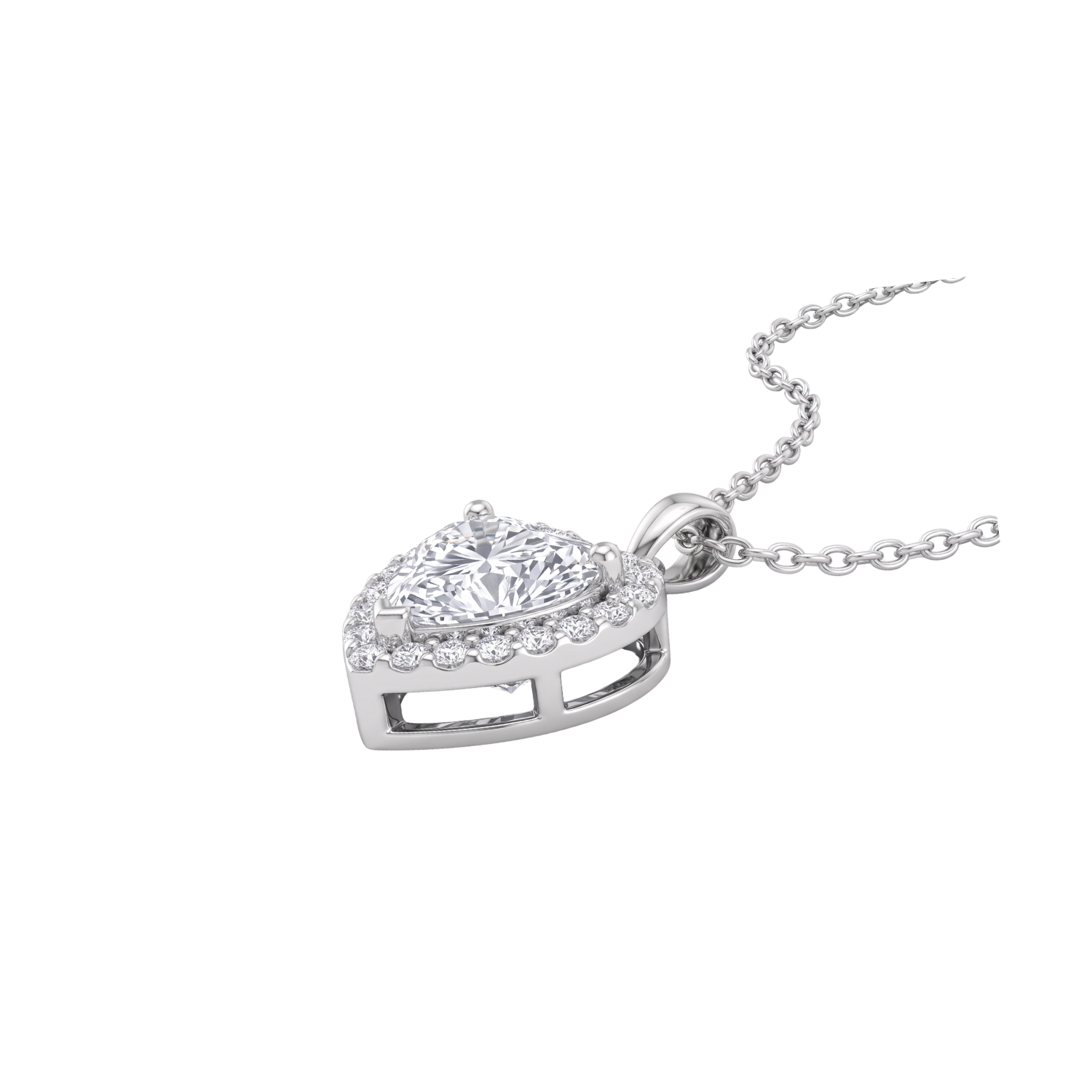 Collar Plata Esterlina 925 Corazón Boton Circón 2