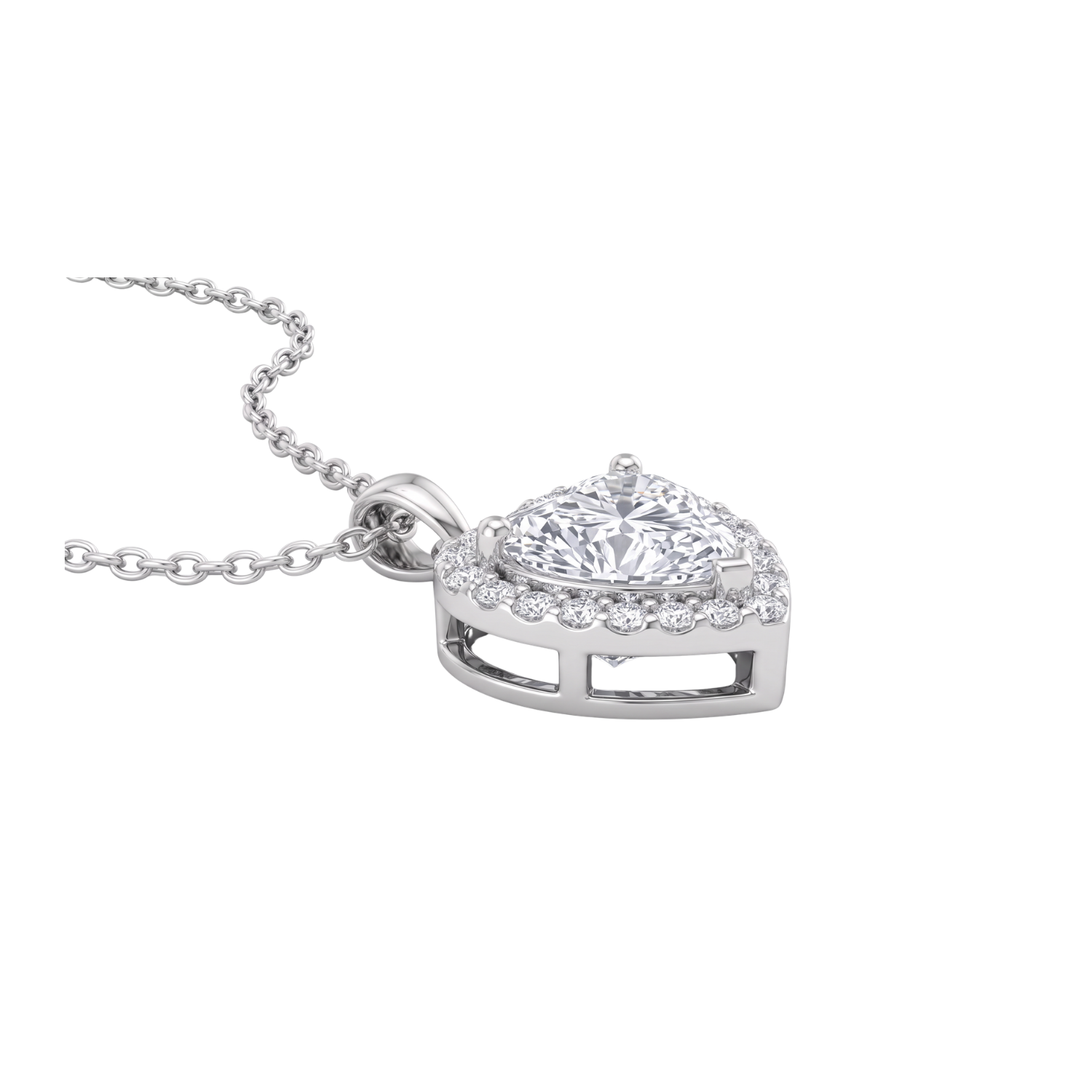 Collar Plata Esterlina 925 Corazón Boton Circón 3