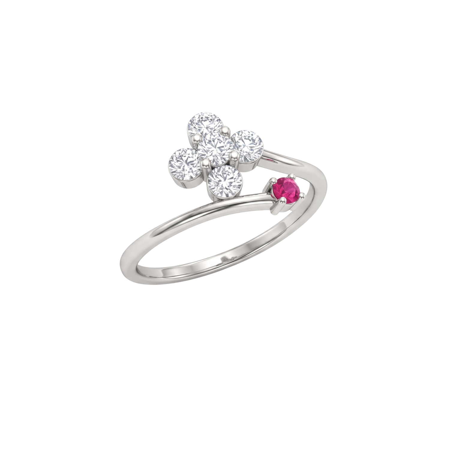 Anillo de Plata Esterlina 925 Flor Rubi Circon 1