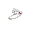 Anillo de Plata Esterlina 925 Flor Rubi Circon