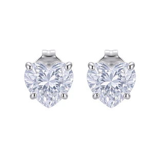 Aros de Plata Esterlina 925 Circon Corazon