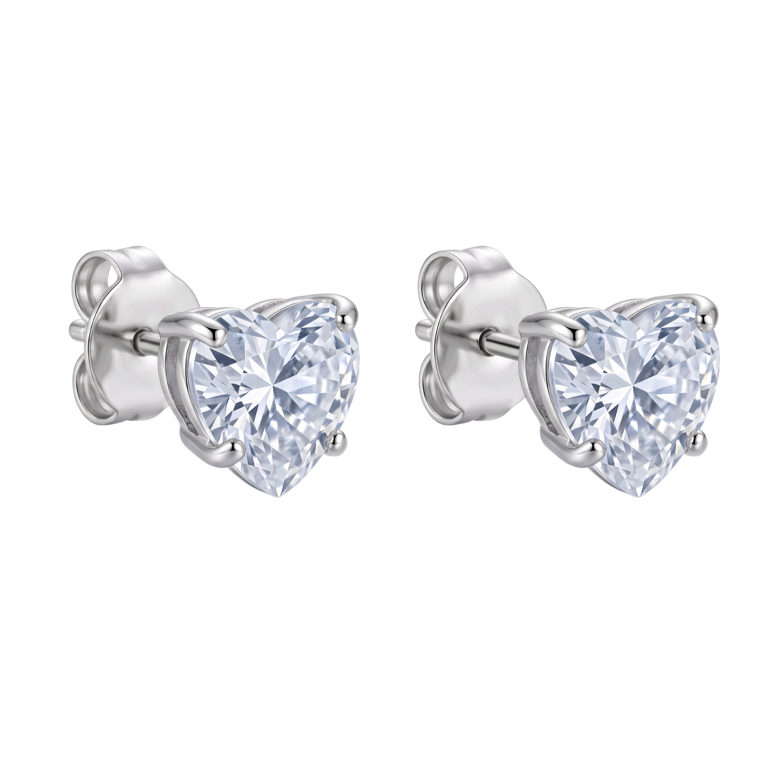 Aros de Plata Esterlina 925 Circon Corazon 2