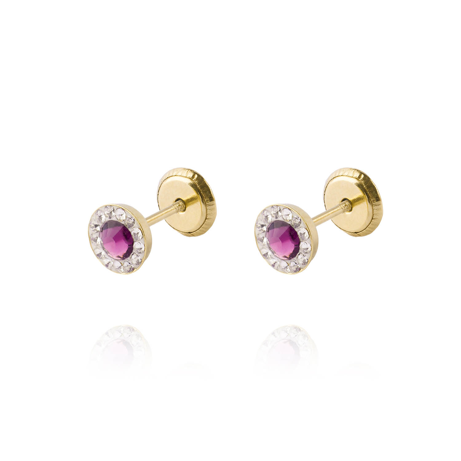 Aros de Oro 18kt Circulo Amatista 3mm 1