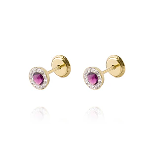 Aros de Oro 18kt Circulo Amatista 3mm