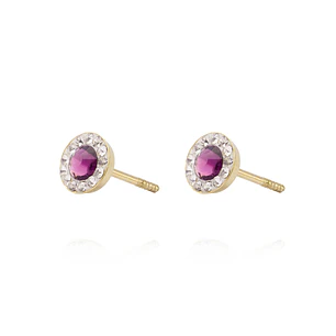 Aros de Oro 18kt Circulo Amatista 3mm