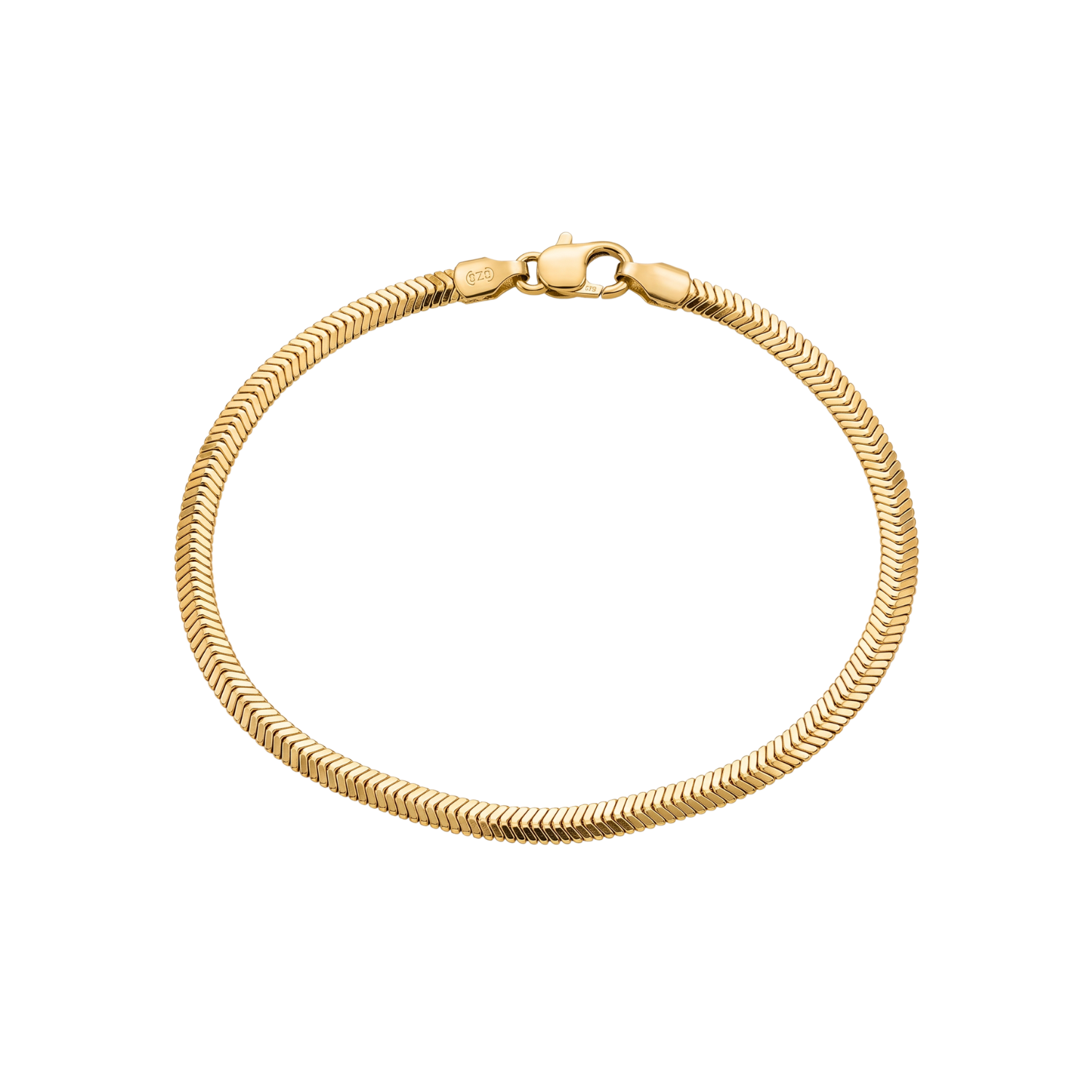 Pulsera de Plata Esterlina 925 Revestida en Oro Amarillo 18kt Cola Serpiente 1