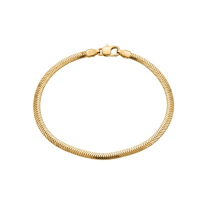 Pulsera de Plata Esterlina 925 Revestida en Oro Amarillo 18kt Cola Serpiente 1