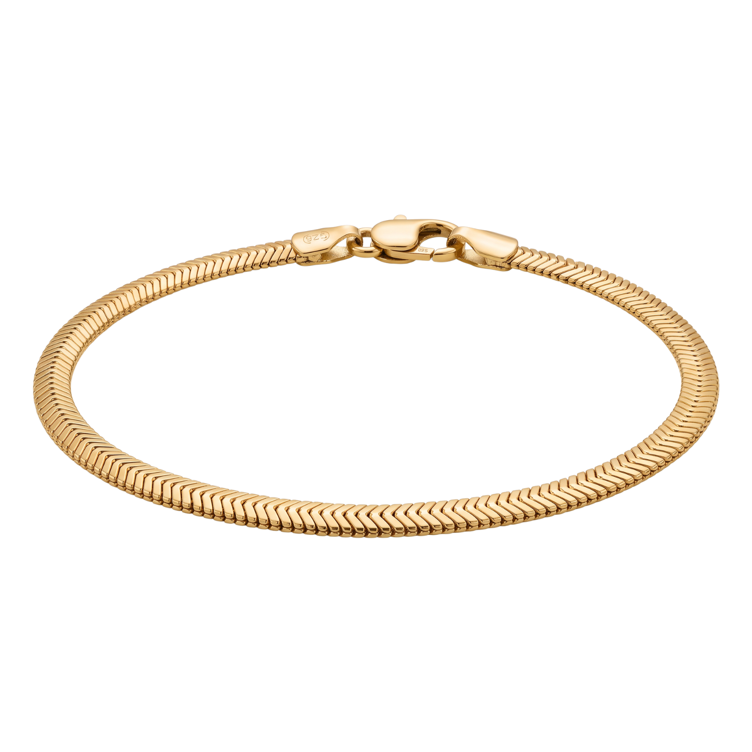 Pulsera de Plata Esterlina 925 Revestida en Oro Amarillo 18kt Cola Serpiente 2