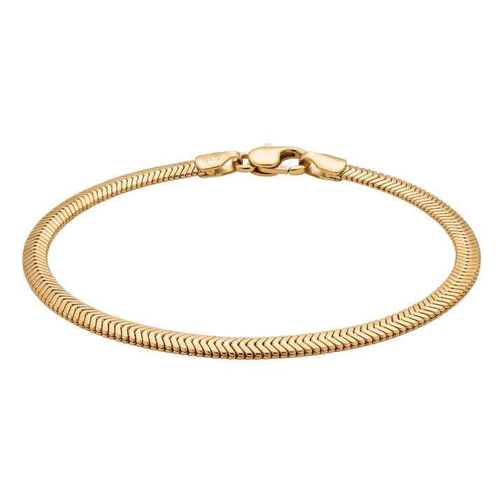 Pulsera de Plata Esterlina 925 Revestida en Oro Amarillo 18kt Cola Serpiente 2