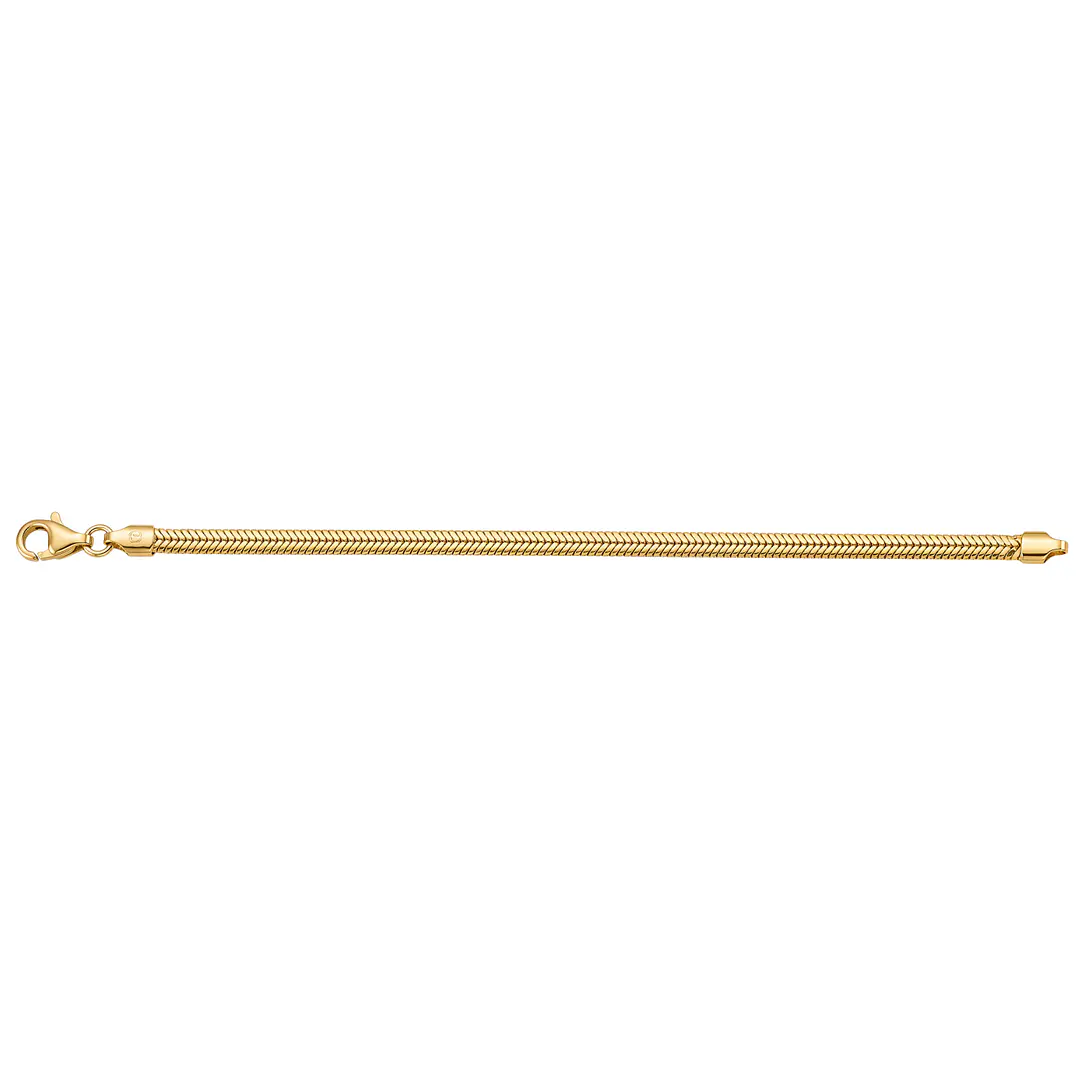 Pulsera de Plata Esterlina 925 Revestida en Oro Amarillo 18kt Cola Serpiente 3
