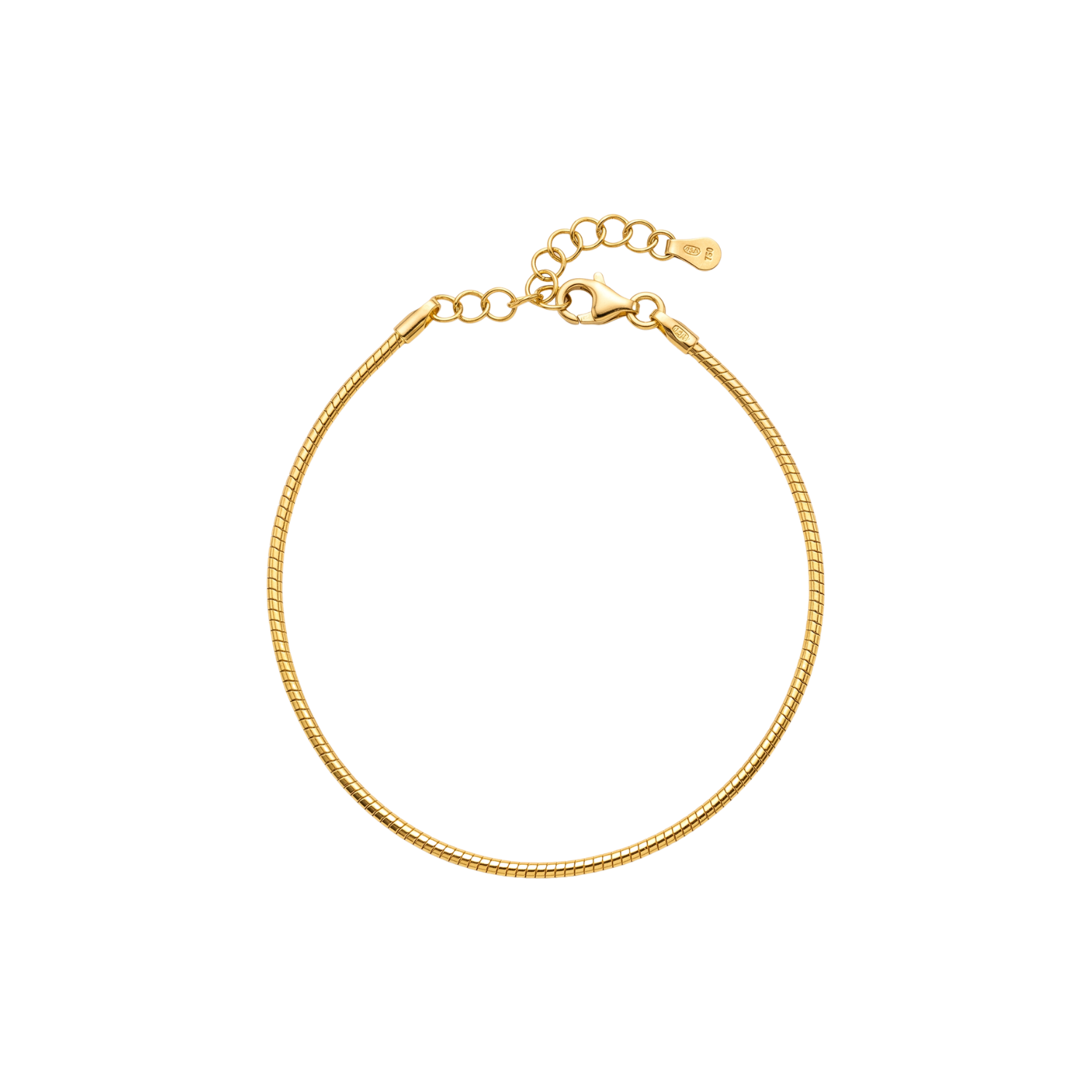 Pulsera de Plata Esterlina 925 Revestida en Oro Amarillo 18kt Cable Delgada 1