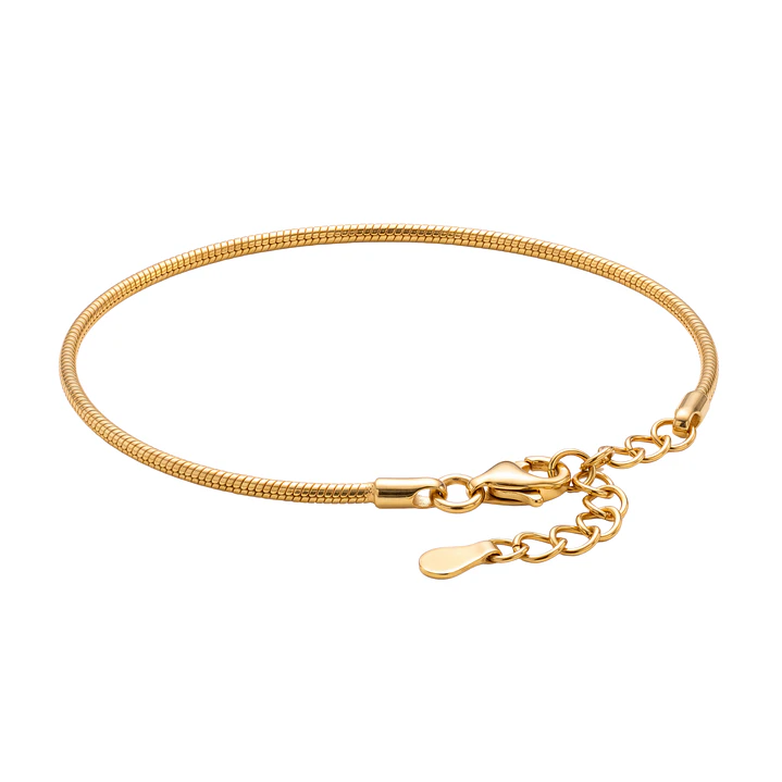 Pulsera de Plata Esterlina 925 Revestida en Oro Amarillo 18kt Cable Delgada 2