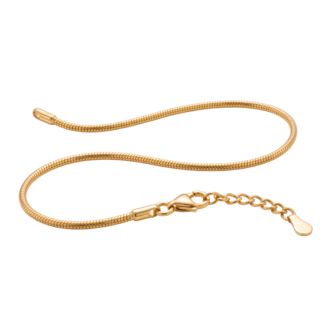Pulsera de Plata Esterlina 925 Revestida en Oro Amarillo 18kt Cable Delgada 3